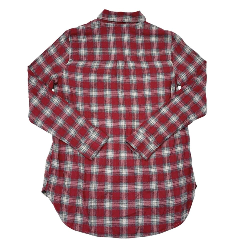 Madewell Flannel Shirt Women’s Size Small Red Plaid Button Front Top Long Sleeve - Picture 3 of 10